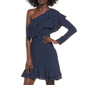 Wayf Laci One Shoulder Polka Dot Dress